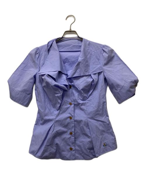 Vivienne Westwood RED LABEL（ヴィヴィアンウエストウッドレッドレーベル）Vivienne Westwood RED LABEL (ヴィヴィアンウエストウッドレッドレーベル) ビッグカラー変形S/Sシャツ ブルー サイズ:42の古着・服飾アイテム