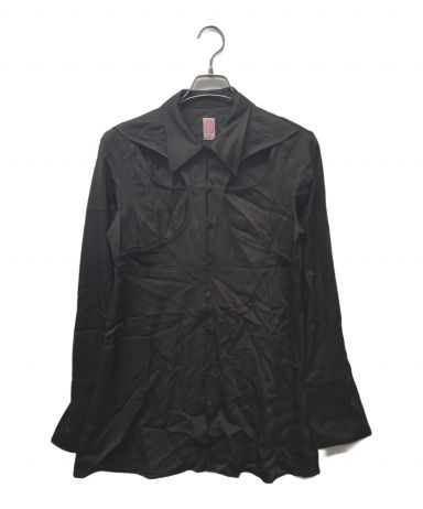 FETICO フェティコ Tシャツ・カットソー 1(S位) 黒 【古着】【中古】 中古・古着通販】FETICO (フェティコ) カットアウトサテンシャツ