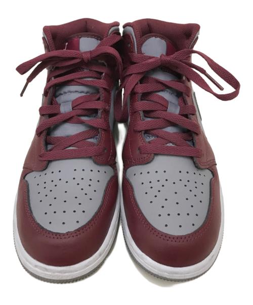 NIKE（ナイキ）NIKE (ナイキ) GS Air Jordan 1 Mid グレー×レッド サイズ:24cmの古着・服飾アイテム