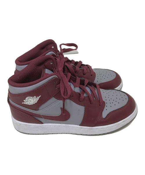 NIKE（ナイキ）NIKE (ナイキ) GS Air Jordan 1 Mid グレー×レッド サイズ:24cmの古着・服飾アイテム