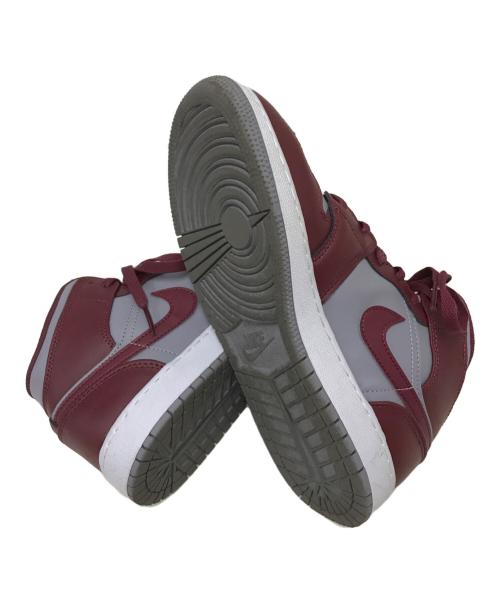 NIKE（ナイキ）NIKE (ナイキ) GS Air Jordan 1 Mid グレー×レッド サイズ:24cmの古着・服飾アイテム