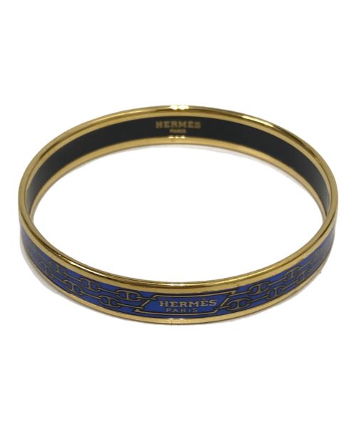 HERMES（エルメス）HERMES (エルメス) シェーヌダンクルデザイン エマイユ バングル ブルー サイズ:なしの古着・服飾アイテム