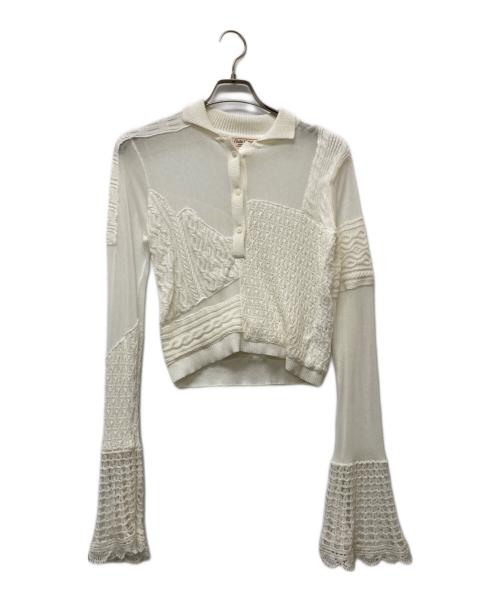 NUBE VINTAGE（NUBE VINTAGE）NUBE VINTAGE (NUBE VINTAGE) JOURNAL STANDARD (ジャーナルスタンダード) パッチワークニットプルオーバー ホワイト サイズ:SIZE Freeの古着・服飾アイテム