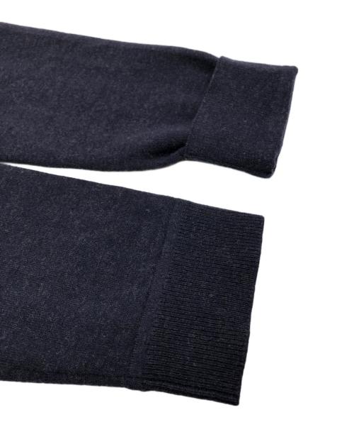 HERMES（エルメス）HERMES (エルメス) シルクスカーフ切替ラグランウールニット ネイビー×ブラウン サイズ:SIZE 34の古着・服飾アイテム