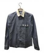 GIVENCHYジバンシィ）の古着「スター刺繍エポレットボタンダウンシャツ」｜スカイブルー