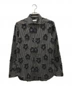 ETROエトロ）の古着「ストライプカットオフフラワーシャツ」｜ブラック