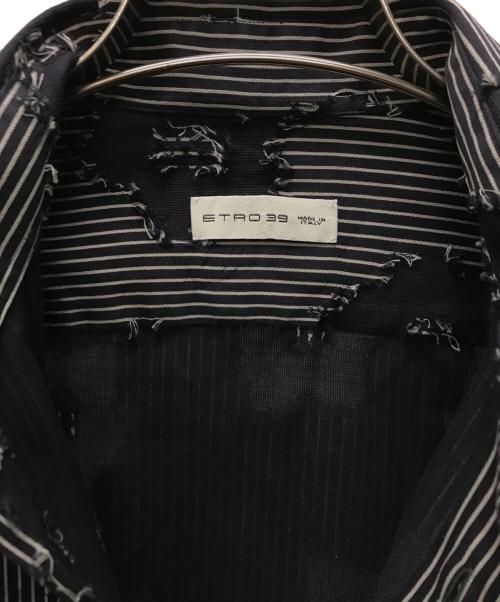 ETRO（エトロ）ETRO (エトロ) ストライプカットオフフラワーシャツ ブラック サイズ:39の古着・服飾アイテム