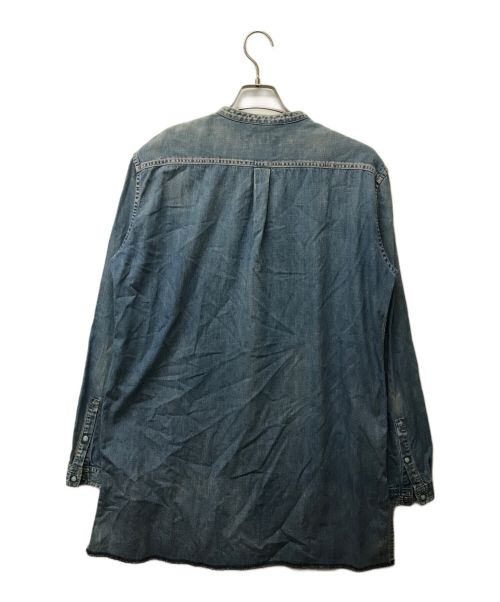 Y's for men（ワイズフォーメン）Y's for men (ワイズフォーメン) SPOTEDD HORSE コラボフラワーデザインバンドカラーデニムロングシャツ インディゴ サイズ:SIZE 3の古着・服飾アイテム