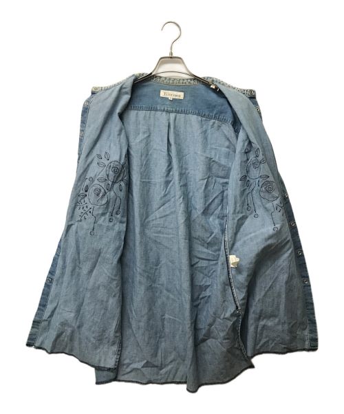 Y's for men（ワイズフォーメン）Y's for men (ワイズフォーメン) SPOTEDD HORSE コラボフラワーデザインバンドカラーデニムロングシャツ インディゴ サイズ:SIZE 3の古着・服飾アイテム