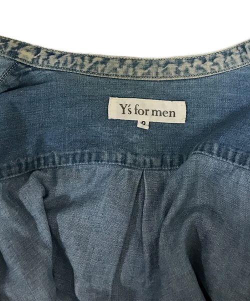 Y's for men（ワイズフォーメン）Y's for men (ワイズフォーメン) SPOTEDD HORSE コラボフラワーデザインバンドカラーデニムロングシャツ インディゴ サイズ:SIZE 3の古着・服飾アイテム