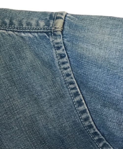 Y's for men（ワイズフォーメン）Y's for men (ワイズフォーメン) SPOTEDD HORSE コラボフラワーデザインバンドカラーデニムロングシャツ インディゴ サイズ:SIZE 3の古着・服飾アイテム