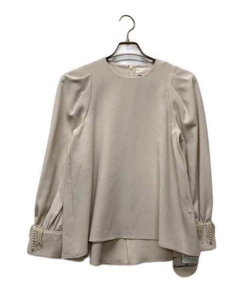 troisiemechaco（トロワズィエムチャコ）troisiemeCHACO (トロワズィエムチャコ) カフスパールブラウス ベージュ サイズ:SIZE 38 未使用品の古着・服飾アイテム