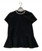 YOKO CHANヨーコチャン）の古着「ラッフルパール バックジップ ブラウス」｜ブラック