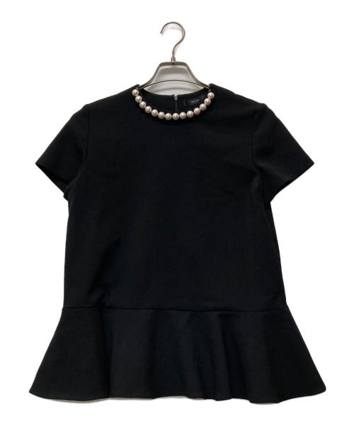 YOKO CHAN（ヨーコチャン）YOKO CHAN (ヨーコチャン) ラッフルパール バックジップ ブラウス ブラック サイズ:SIZE40の古着・服飾アイテム