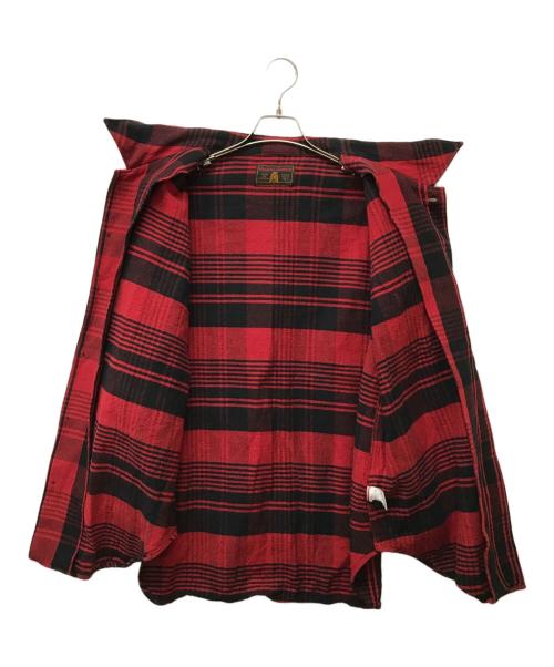 Hysteric Glamour（ヒステリックグラマー）Hysteric Glamour (ヒステリックグラマー) HYS DEAD BEAR刺繍 ネルシャツ レッド×ブラック サイズ:SIZE Freeの古着・服飾アイテム