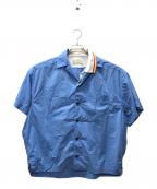 KOLORカラー）の古着「ナイロンタフタオープンカラーシャツ」｜スカイブルー