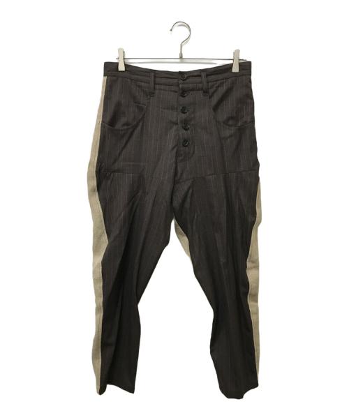 NEMETH（ネメス）Nemeth (ネメス) 前後切替ウール・リネンストライプパンツ ベージュ サイズ:SIZE Sの古着・服飾アイテム