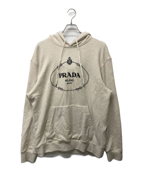 PRADA（プラダ）PRADA (プラダ) ロゴプリントプルオーバーパーカー アイボリー サイズ:SIZE XLの古着・服飾アイテム