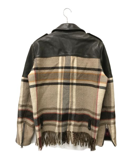 ETRO（エトロ）ETRO (エトロ) 異素材コンビライダースジャケット ブラウン サイズ:SIZE Lの古着・服飾アイテム