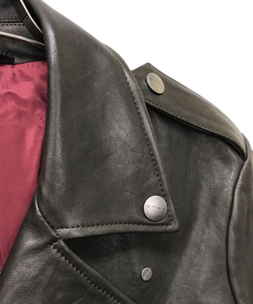 ETRO（エトロ）ETRO (エトロ) 異素材コンビライダースジャケット ブラウン サイズ:SIZE Lの古着・服飾アイテム