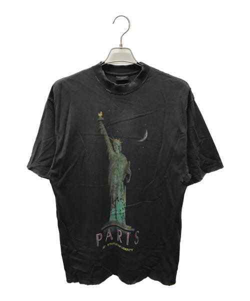 BALENCIAGA（バレンシアガ）BALENCIAGA (バレンシアガ) 自由の女神 PARIS ダメージ ヴィンテージ加工Tシャツ グレー サイズ:XXSの古着・服飾アイテム