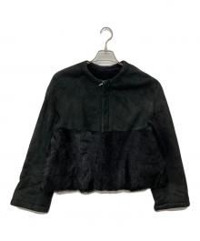 DRAWER（ドゥロワー）の古着「ファー切替ムートンジャケット」｜ブラック