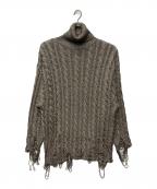 BALENCIAGAバレンシアガ）の古着「クラッシュ加工ラメハイネックニット」｜シルバー