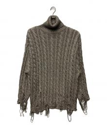 BALENCIAGA（バレンシアガ）の古着「クラッシュ加工ラメハイネックニット」｜シルバー