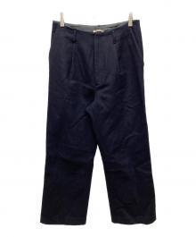 AURALEE（オーラリー）の古着「1タックウールワイドパンツ」｜ネイビー