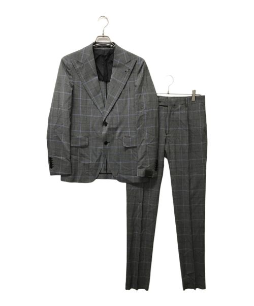 TAGLIATORE（タリアトーレ）TAGLIATORE (タリアトーレ) ピークドラペル2Bグレンチェックセットアップスーツ グレー サイズ:SIZE 46/8 Rの古着・服飾アイテム