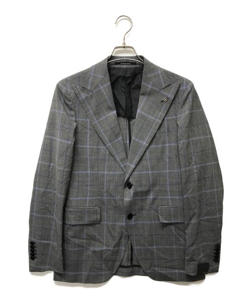 TAGLIATORE（タリアトーレ）TAGLIATORE (タリアトーレ) ピークドラペル2Bグレンチェックセットアップスーツ グレー サイズ:SIZE 46/8 Rの古着・服飾アイテム