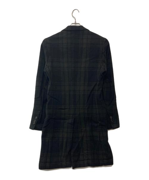 LARDINI（ラルディーニ）LARDINI (ラルディーニ) イージータータンチェックダブルブレストチェスターフィールドコート ブラック×グリーン サイズ:44の古着・服飾アイテム