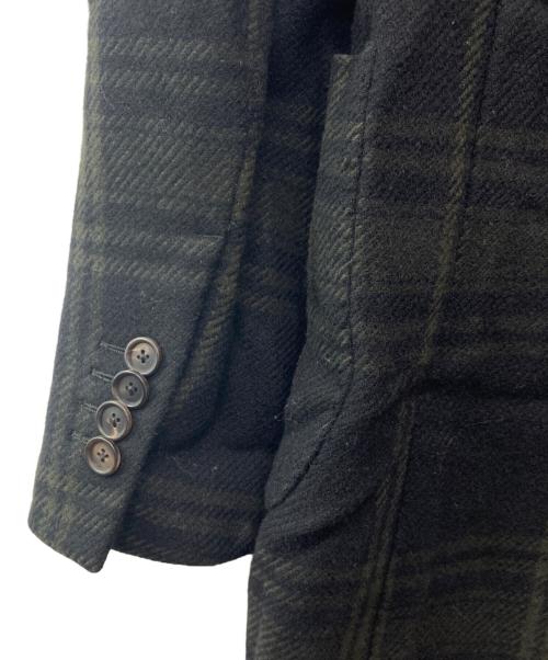 LARDINI（ラルディーニ）LARDINI (ラルディーニ) イージータータンチェックダブルブレストチェスターフィールドコート ブラック×グリーン サイズ:44の古着・服飾アイテム