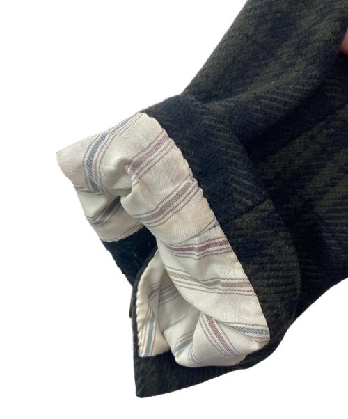 LARDINI（ラルディーニ）LARDINI (ラルディーニ) イージータータンチェックダブルブレストチェスターフィールドコート ブラック×グリーン サイズ:44の古着・服飾アイテム