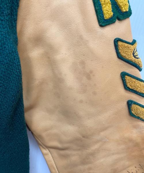 POLO RALPH LAUREN（ポロ・ラルフローレン）POLO RALPH LAUREN (ポロ・ラルフローレン) レザー切替 スタジアムジャンパー スタジャン グリーン サイズ:Ｓの古着・服飾アイテム