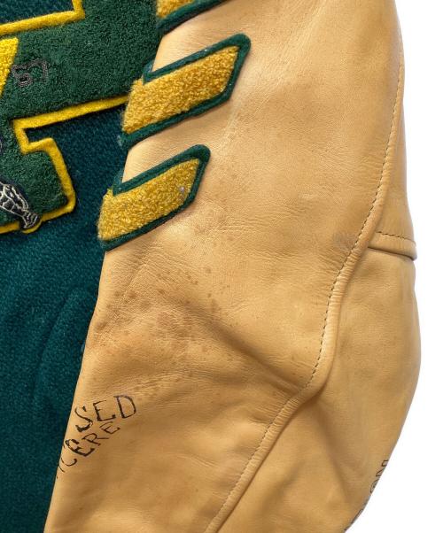 POLO RALPH LAUREN（ポロ・ラルフローレン）POLO RALPH LAUREN (ポロ・ラルフローレン) レザー切替 スタジアムジャンパー スタジャン グリーン サイズ:Ｓの古着・服飾アイテム