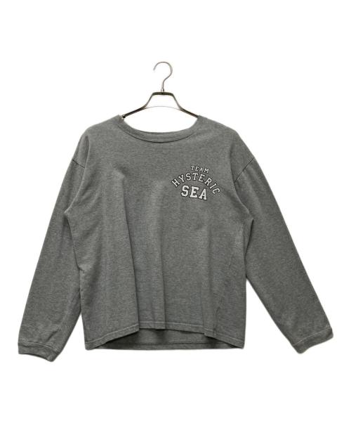 Hysteric Glamour（ヒステリックグラマー）Hysteric Glamour (ヒステリックグラマー) WIND AND SEA (ウィンダンシー) コラボロゴプリントカットソー グレー サイズ:SIZE Mの古着・服飾アイテム