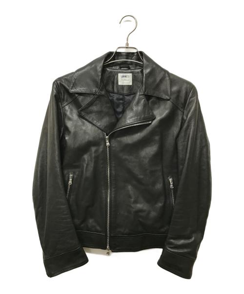EMMETI（エンメティ）EMMETI (エンメティ) BEAMS (ビームス) 別注ラムレザーライダースジャケット ブラック サイズ:SIZE 44の古着・服飾アイテム