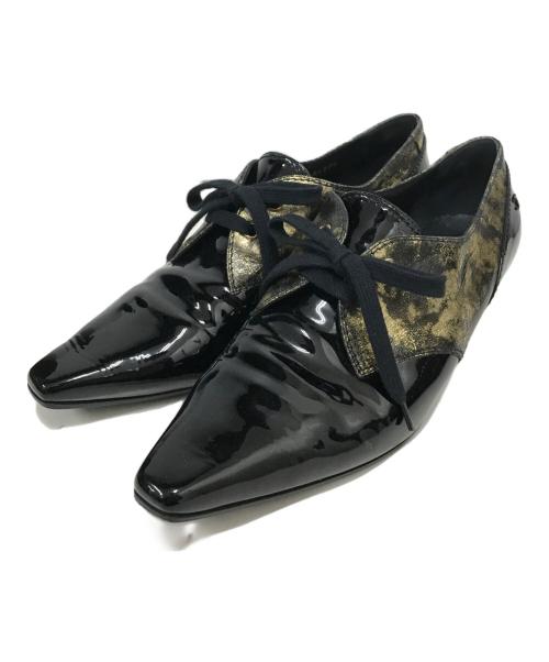 CHANEL（シャネル）CHANEL (シャネル) エナメル切替メタリックパンプス ブラック サイズ:SIZE 39 1/2の古着・服飾アイテム