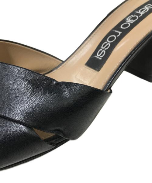 sergio rossi（セルジオロッシ）sergio rossi (セルジオロッシ) ヒールスタッズクロスサンダル ブラック サイズ:39の古着・服飾アイテム