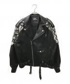 pinkspinkピンクスピンク）の古着「パイソン柄PUレザージャケット」｜ブラック