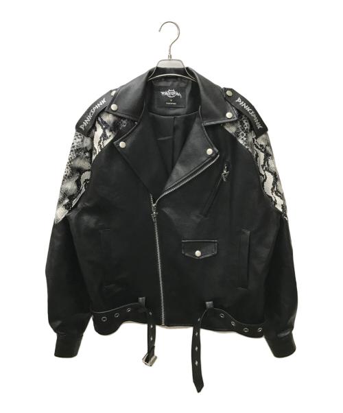 pinkspink（ピンクスピンク）PINKSPINK (ピンクスピンク) パイソン柄PUレザージャケット ブラック サイズ:Ｍの古着・服飾アイテム