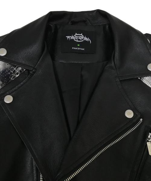 pinkspink（ピンクスピンク）PINKSPINK (ピンクスピンク) パイソン柄PUレザージャケット ブラック サイズ:Ｍの古着・服飾アイテム