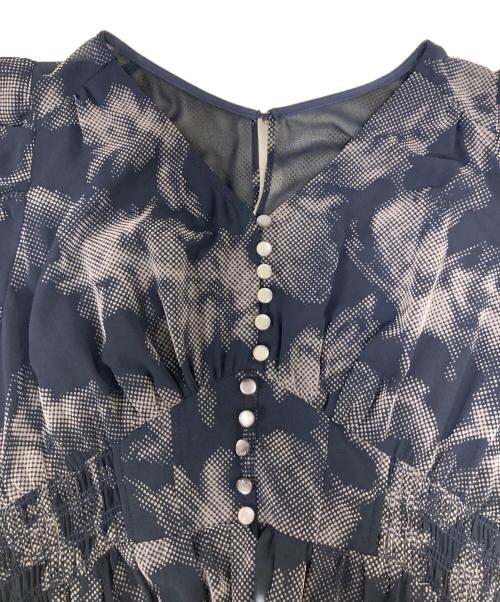 COCODEAL（ココディール）COCODEAL (ココディール) フロッキーフラワープリントプリーツワンピース ネイビー サイズ:SIZE2の古着・服飾アイテム