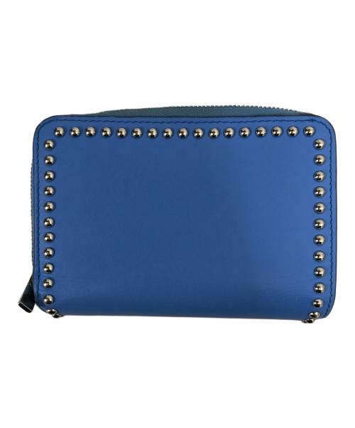 J&M DAVIDSON（ジェイ＆エム デヴィッドソン）J&M DAVIDSON (ジェイ＆エム デヴィッドソン) スタッズ2つ折り財布 ブルーの古着・服飾アイテム