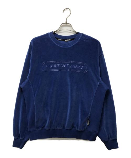 NAPAPIJRI（ナパピリ）NAPAPIJRI (ナパピリ) Martine rose (マーティン・ローズ) ベロアクルーネックスウェット ブルー サイズ:SIZE Mの古着・服飾アイテム