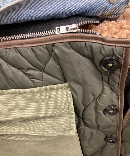 DIESEL（ディーゼル）DIESEL (ディーゼル) ドッキングロングデニムジャケット インディゴ×カーキ サイズ:sの古着・服飾アイテム