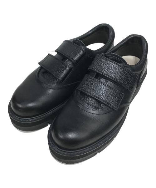 foot the coacher（フットザコーチャー）foot the coacher (フットザコーチャー) ベルクロレザースニーカー ブラック サイズ:71/2の古着・服飾アイテム