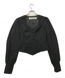 A TENTATIVE A TELIER（ア テンタティブ アトリエ）の古着「スクエアネックブラウス」｜ブラック