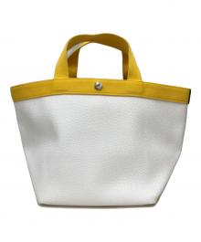 Herve Chapelier（エルベシャプリエ）の古着「リュクス舟型 ハンドバッグ レザー バッグ M」｜ホワイト×イエロー